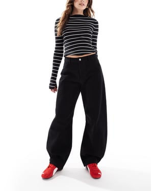 Miss Selfridge barrel leg jean in black