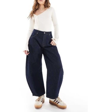 Miss Selfridge barrel leg jean in mid blue