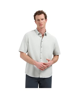 No Excess Shirt short sleeve with linen dusty green