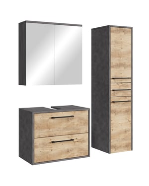 Badplaats Wastafelkast set florence 60 x 35 cm – kastanje met donker grijs