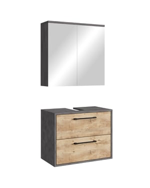 Badplaats Wastafelkast set florence 60 x 35 cm – kastanje met donker grijs
