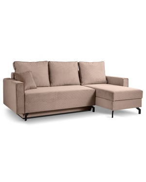 Furnilux Marti sofa bed l-shape rechts oud roze | moderne hoekbank | sofabed
