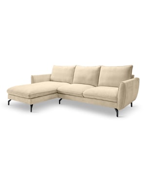 Furnilux Toronto l-vorm links beige bank | moderne loungebank met beige geweven stof