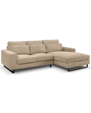 Furnilux Bolivia l-vormige sofa rechts beige | moderne linnen bank met relaxcomfort