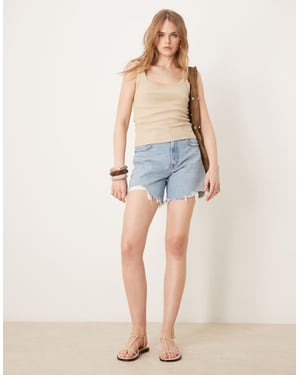 Abercrombie & Fitch 90's cut-off short in medium blue wash