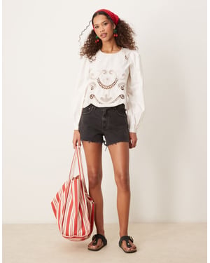 Abercrombie & Fitch 90-tals cut-off shorts i medel svart