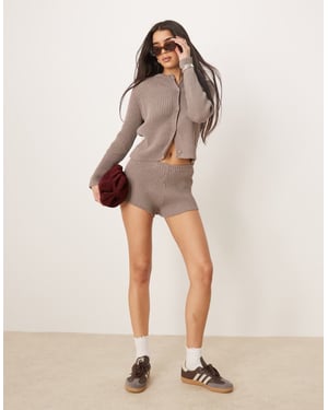 ASOS DESIGN mid-rise ribbad stickad mikrokorta set