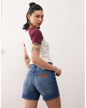 Wrangler 5inch cowboy denim short in vintage mid blue