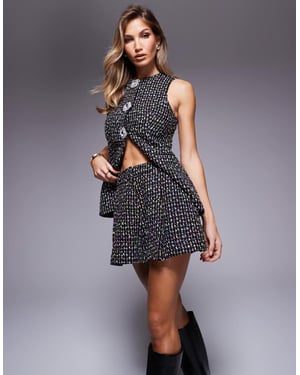 ASOS LUXE co-ord boucle-shorts i svart