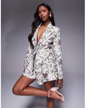 ASOS LUXE co-ord jacquard lace up blazer in vintage floral