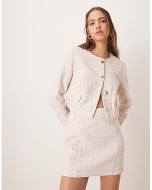 ASOS DESIGN boucle boxy blazer co-ord in off white