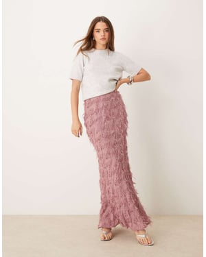 ASOS DESIGN maxi kjol med texturerad detalj i rosa