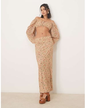 ASOS DESIGN matchande sidoklyvningar midaxi kjol i blommönster