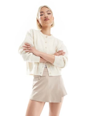 ASOS DESIGN Premium ponte smart inslagsskorts i taupe