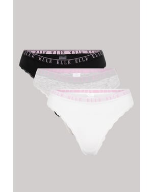 Multi Pack (3) Cotton Lace Trim Tipped Thong