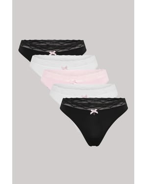 Multi Pack (5) Lace Waist Thong