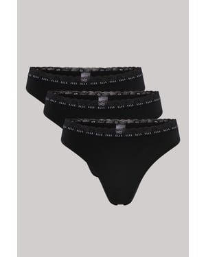 3 Pack Synthetic Rib Thong in Black