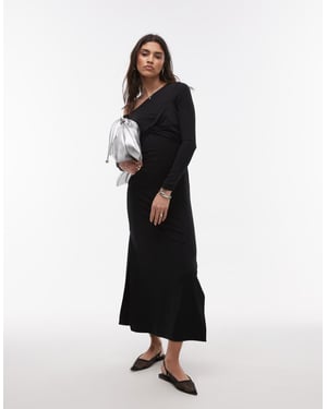 Topshop sned framtill långärmad klänning i svart