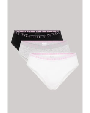 Multi Pack (3) Cotton Lace Trim Tipped Brazilian