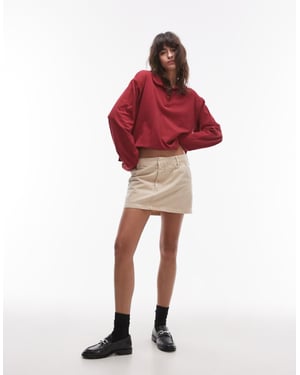 Topshop canvas pelmet mikro kjol i tan