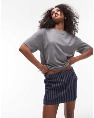 Topshop denimpelmet mikrokjol i röd och blå rand
