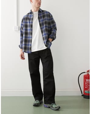 Dr Denim Omar skräddarsydda midjehöga vida chinos i svart