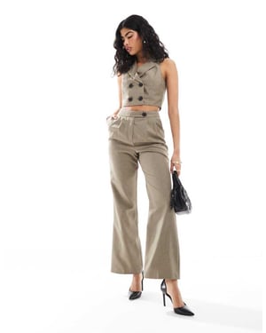 Miss Selfridge co-ord tailored wide leg trouser in khaki