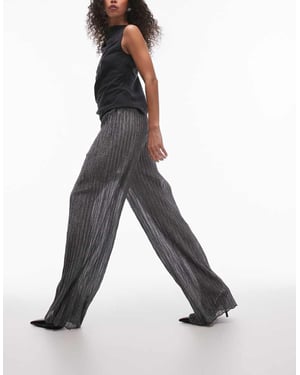 Topshop breda metallic genomskinliga byxor i svart och silver