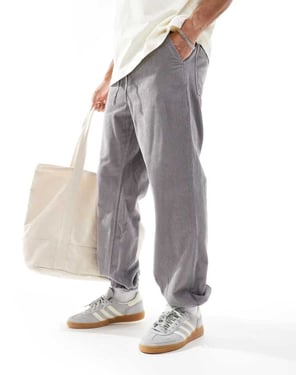 ASOS DESIGN tapered tvättad kord joggers i grått