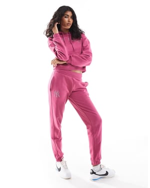 New Era NY Yankees embellished logo jogger co-ord in pink