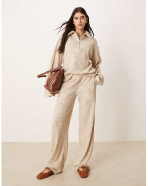 ASOS DESIGN brushed rib co-ord wide leg jogger in cream