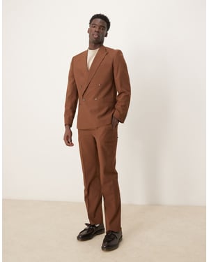 ASOS DESIGN raka kostymbyxor i brunt