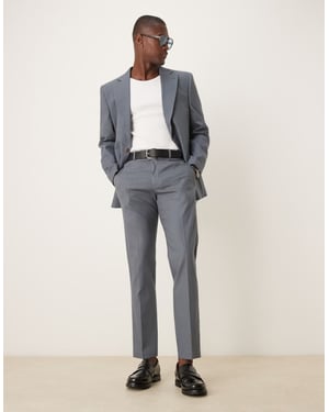 ASOS DESIGN linen blend slim suit trousers in blue