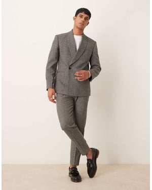 ASOS DESIGN tapered kostymbyxor i grå herringbone