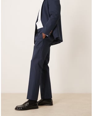 ASOS DESIGN slim suit trousers in navy soft cotton