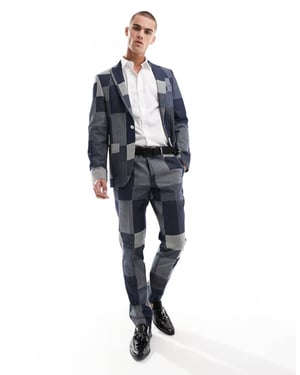 Twisted Tailor kostymbyxor i denimpatch co-ord