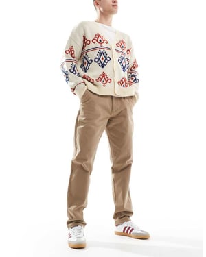 Farah norwood regular fit twill chino trousers in beige