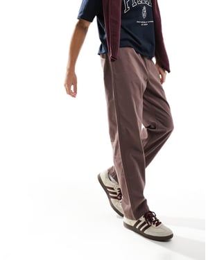 ASOS DESIGN rak ben chinos med resår i brunt