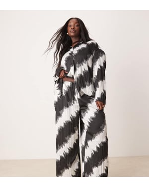 ASOS DESIGN Curve plisserad vida byxor-set i monokromt mönster