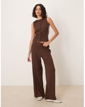 ASOS DESIGN co-ord super wide leg trouser with contrast piping in brown