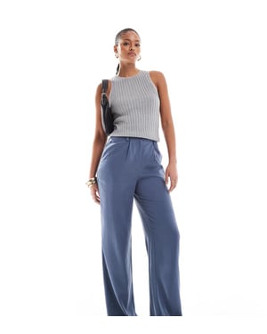 ASOS DESIGN Tall wide leg dad trousers co-ord in washed blue - NAVY