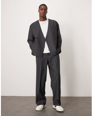 ASOS DESIGN wide leg suit trousers in charcoal