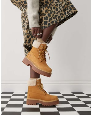 Timberland Stone Street 6 inch elevated lined boots in wheat nubuck