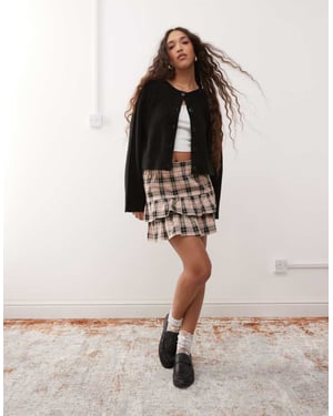 Miss Selfridge volang-minikjol i rutigt mönster
