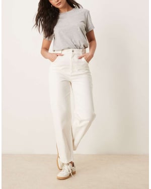 ASOS DESIGN tapered slim leg twill trouser in off white
