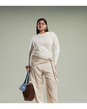 ASOS DESIGN Curve tapered byxor med inslag i stenbeige
