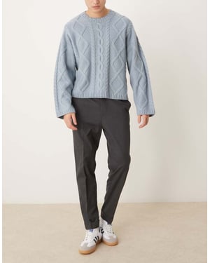 ASOS DESIGN smart tapered byxor i grått med halv elastisk midja