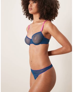 Dora Larsen Delilah tulle thong in teal blue