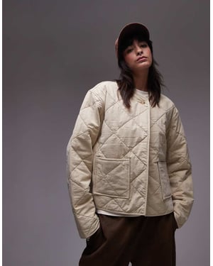 Topshop washed quilted liner jacket in buttermilk