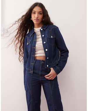 Miss Selfridge western girlfriend jacket in raw indigo